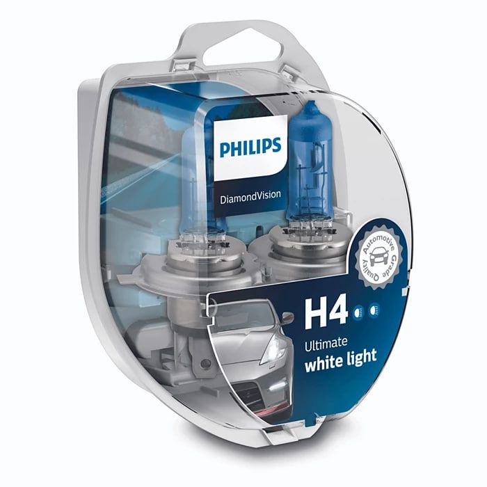 Комплект галогенових ламп PHILIPS H4 12342DVSP DiamondVision 5000K 60/55W 12V P43t