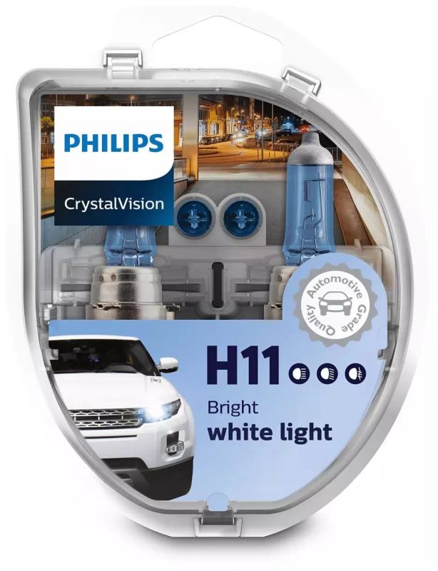 Комплект галогенових ламп PHILIPS H11 12362CVSM CrystalVision + W5W 4300K 55W 12V PGJ19-2