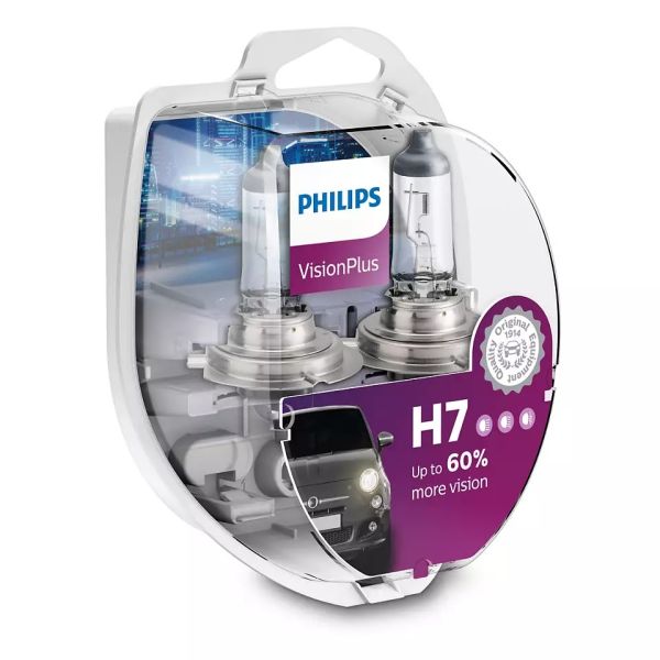 Комплект галогенових ламп PHILIPS H7 12972VPS2 VisionPlus +60% 55W 12V PX26d (2 шт)