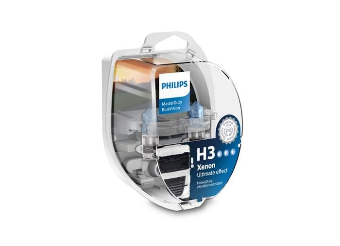Комплект галогенових ламп PHILIPS H3 13336MDBVS2 MasterDuty BlueVision 70W 24V PK22s