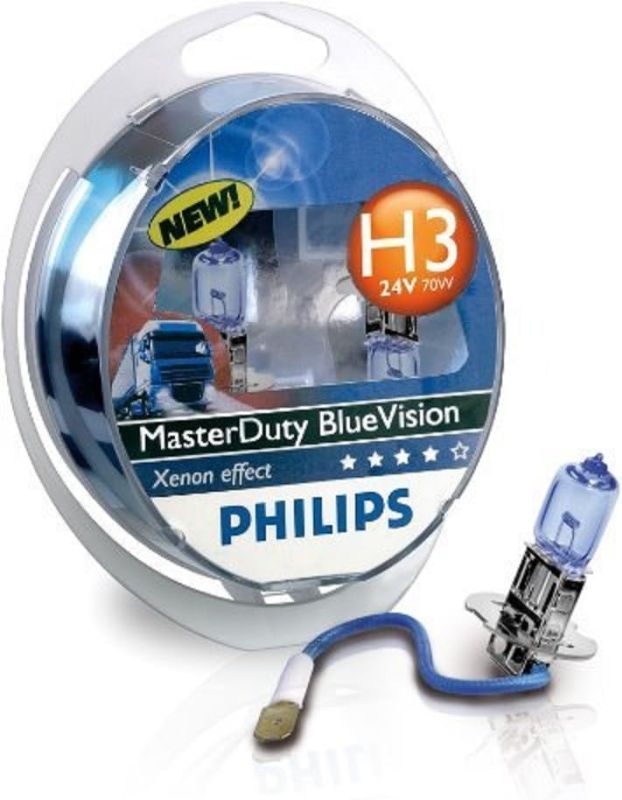 Комплект галогенових ламп PHILIPS H3 13336MDBVS2 MasterDuty BlueVision 70W 24V PK22s