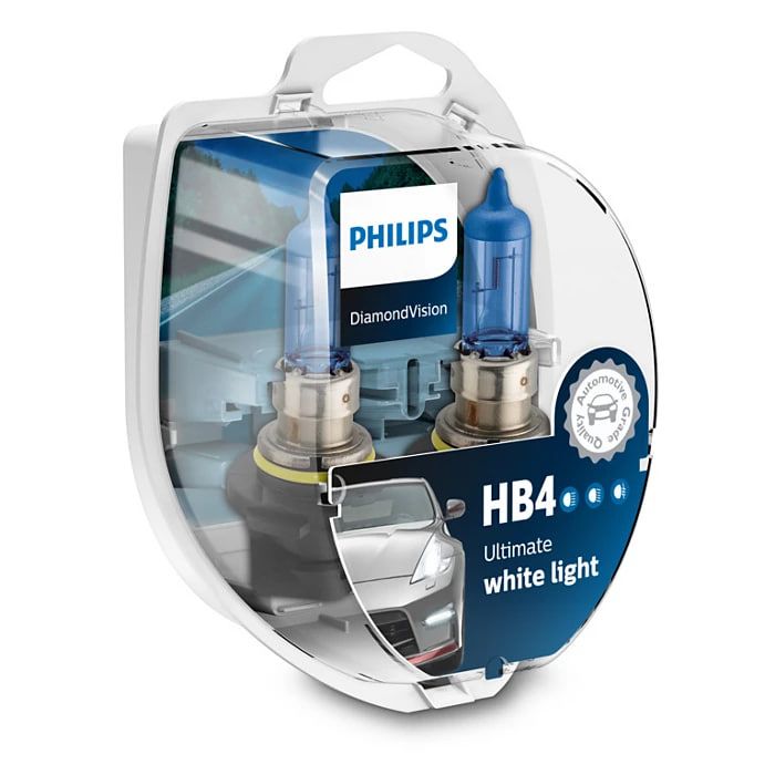 Комплект галогенових ламп PHILIPS HB4 9006DVS2 DiamondVision 5000K 55W 12V P22d