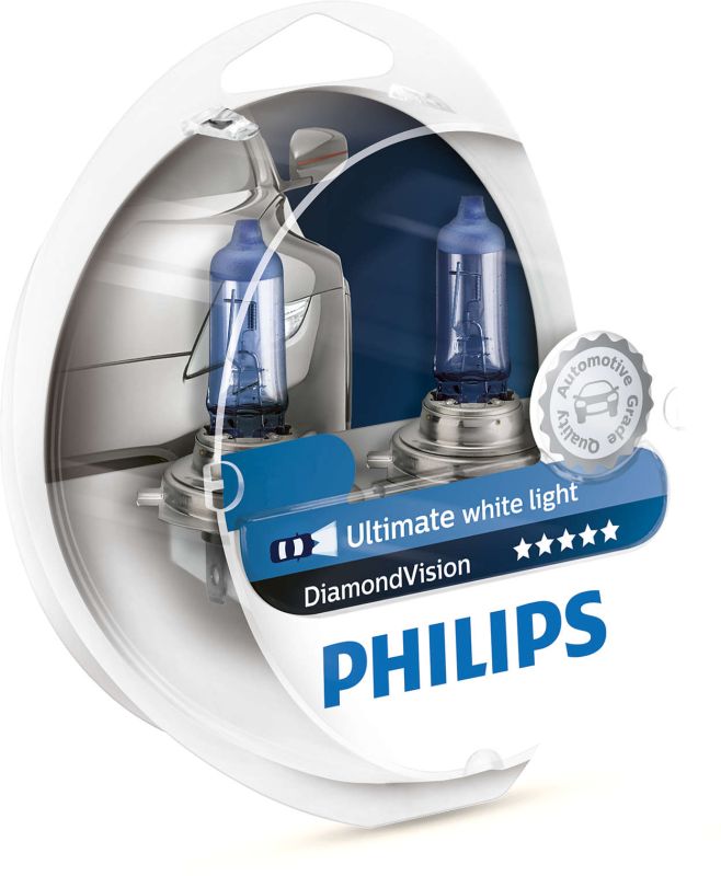 Комплект галогенових ламп PHILIPS HB4 9006DVS2 DiamondVision 5000K 55W 12V P22d