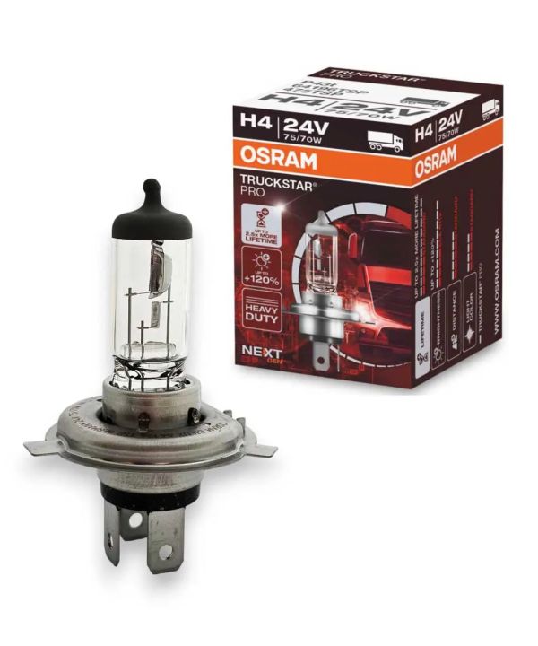 Галогеновая лампа OSRAM H4 64196TSP TruckStarPro +120% 75/70W 24V P43T