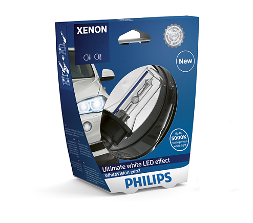 Ксеноновая лампа PHILIPS 85415WHV2S1 D1S 85V 35W PK32d-2 WhiteVision gen2 5000K
