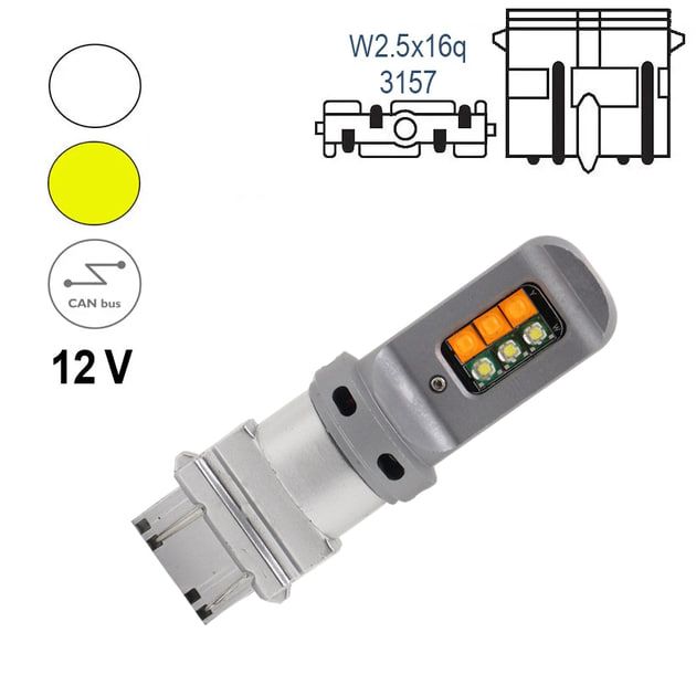 Світлодіодна лампа TBS 3157 P27/7W 12 діодів CREE W2,5x16q DRL + поворот 12V