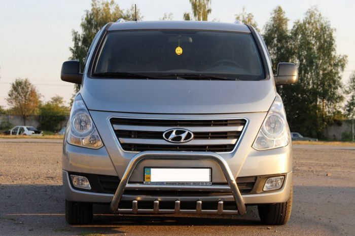Передний силовой бампер WT003-2 (нержавейка) для Hyundai H300, H1, Starex 2008-2020 гг