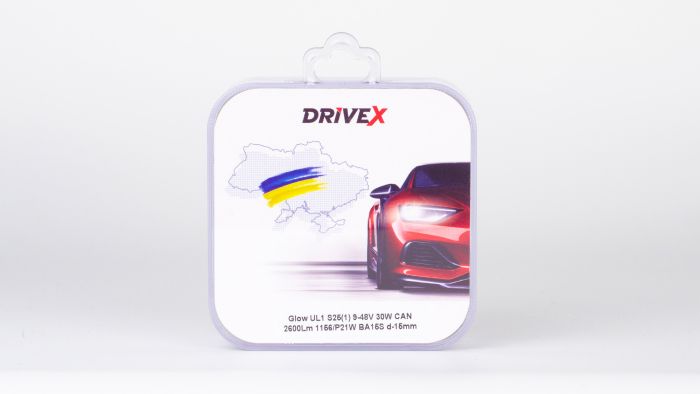 Світлодіоди в габаритні вогні. Підсвітку номера та салона DriveX Glow UL1 S25(1) 9-48V 30W CAN 2600Lm 1156/P21W BA15S d-15mm к-т.
