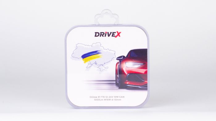 Світлодіоди в габаритні вогні. Підсвітку номера та салона DriveX Glow X1 T15 12-24V 10W CAN 1000Lm W16W d-10mm к-т.