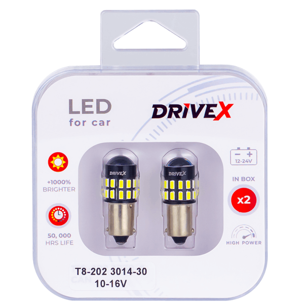 Світлодіоди в габаритні вогні. Підсвітку номера та салона DriveX T8-202 3014-30 10-16V BA9S/T4W d-9mm к-т.