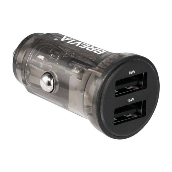Автозарядка Brevia ePower DualDrive 15W 2xUSB-A прозрачный черный для авто (47015DUB)
