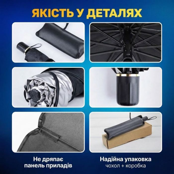 Автошторка солнцезащитная зонтик на лобовое стекло Gearo 140х79см полиэстер (GE1004)
