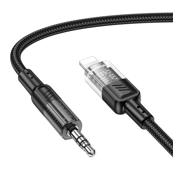 Аудiокабель HOCO UPA27 iP to 3.5mm male, nylon braid, 1.2m, Black (6942007612524)