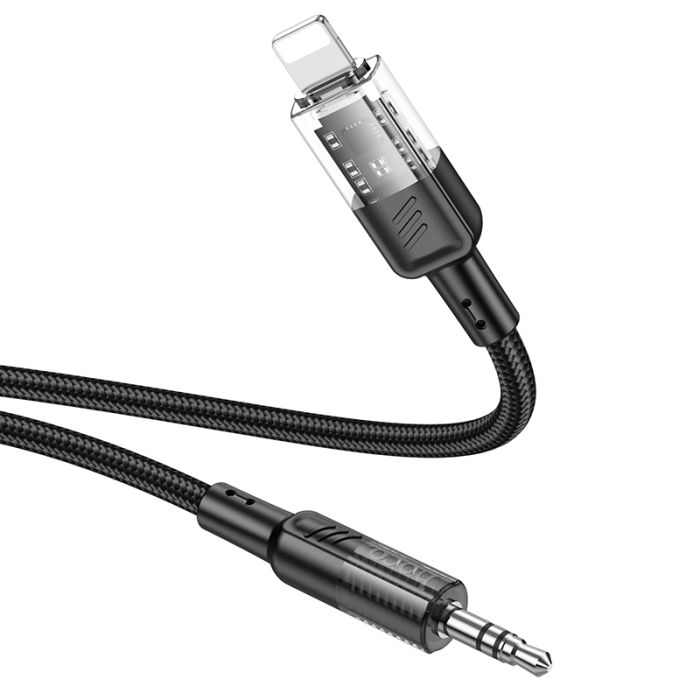 Аудiокабель HOCO UPA27 iP to 3.5mm male, nylon braid, 1.2m, Black (6942007612524)