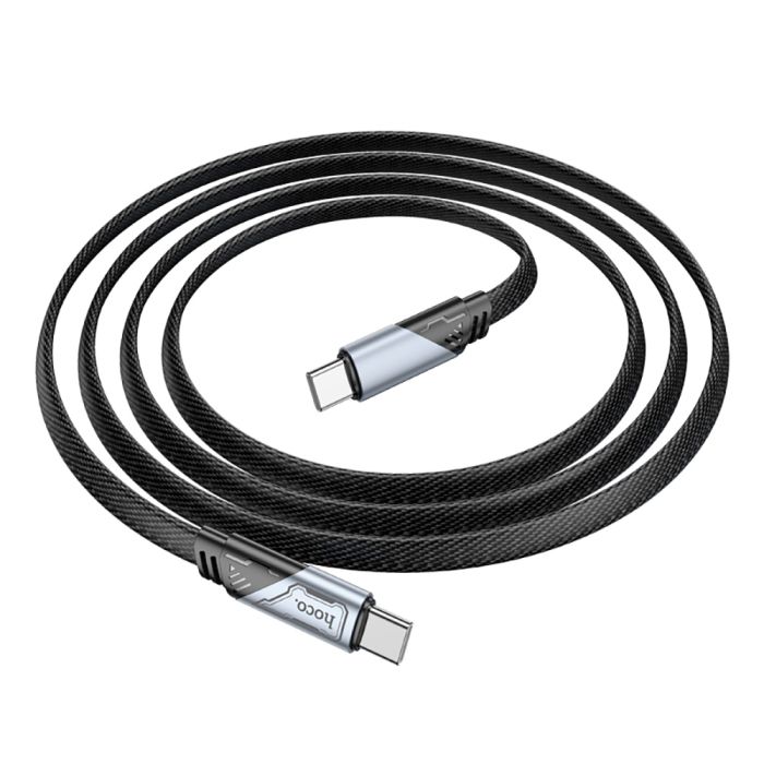 Кабель HOCO U119 Type-C to Type-C 60W, 1.2m, nylon, aluminum connectors, Black (6942007605021)