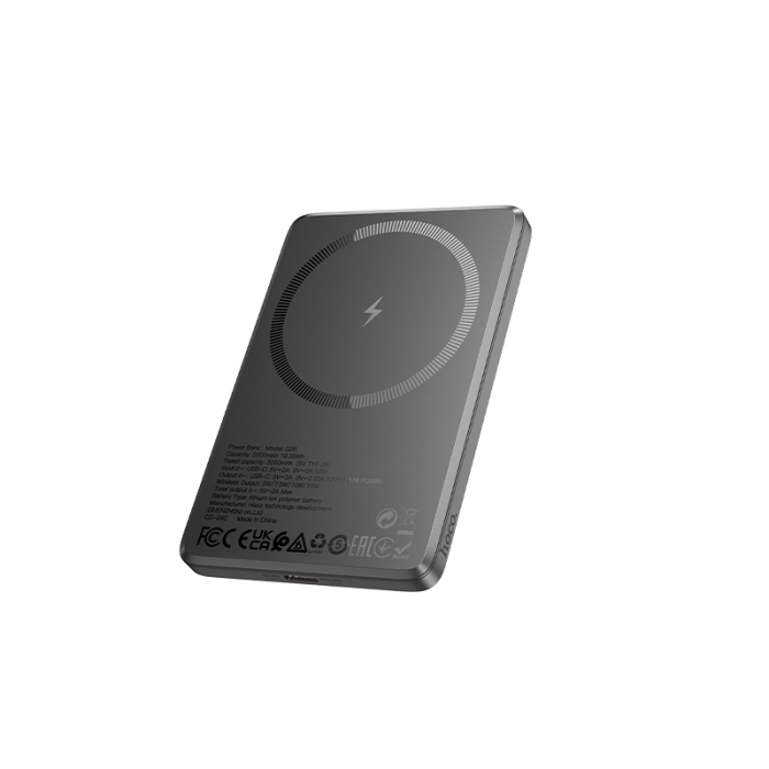 Зовнішній акумулятор HOCO Q26 Joy PD20W magnetic fast charging power bank(5000mAh) metal gray (6942007624039)