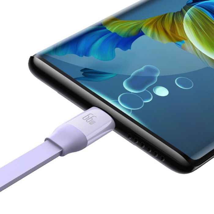 Кабель Baseus Bright Mirror 2 Series Retractable 3-in-1 Fast Charging  Data Cable USB to M+L+C 66W 1.1m Purple (CAMJ010105)