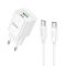 Мережевий зарядний пристрій з кабелем HOCO C147A Charm PD20W+QC3.0 charger set (C to C)(EU) White (6942007630290)
