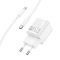 Мережевий зарядний пристрій з кабелем HOCO C147A Charm PD20W+QC3.0 charger set (C to C)(EU) White (6942007630290)