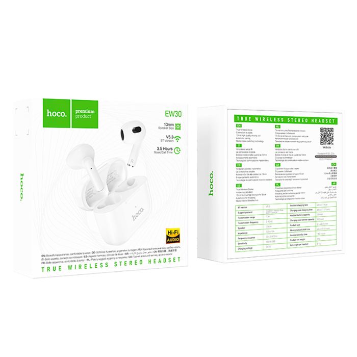 Бездротові навушники TWS HOCO EW30 Intelligent White (6931474782793)