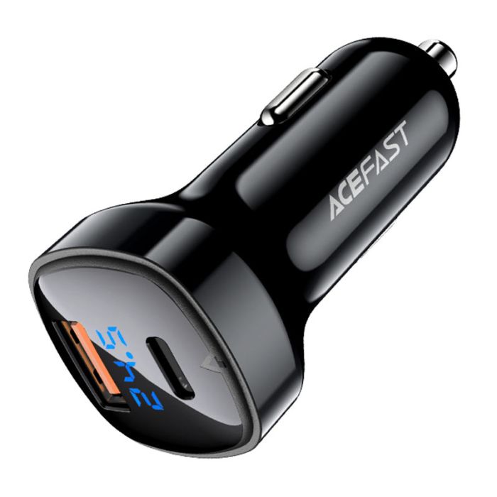 Автомобільний зарядний пристрій ACEFAST B4 digital display 66W(USB-C+USB-A) dual port car charger (6974316280392)