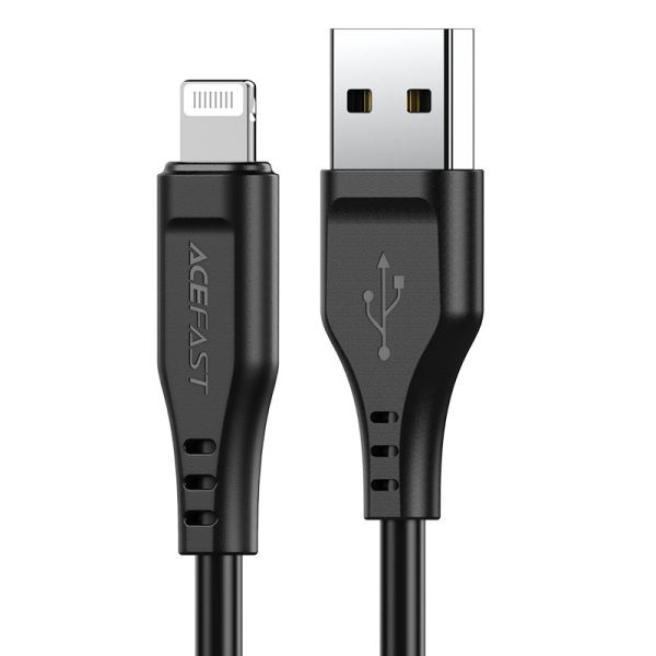 Кабель ACEFAST C3-02 USB to iP 2.4A, 1.2m, TPE, TPE connectors, Black (6974316280828)