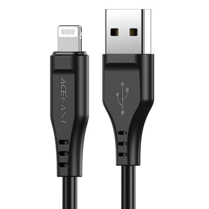 Кабель ACEFAST C3-02 USB to iP 2.4A, 1.2m, TPE, TPE connectors, Black (6974316280828)