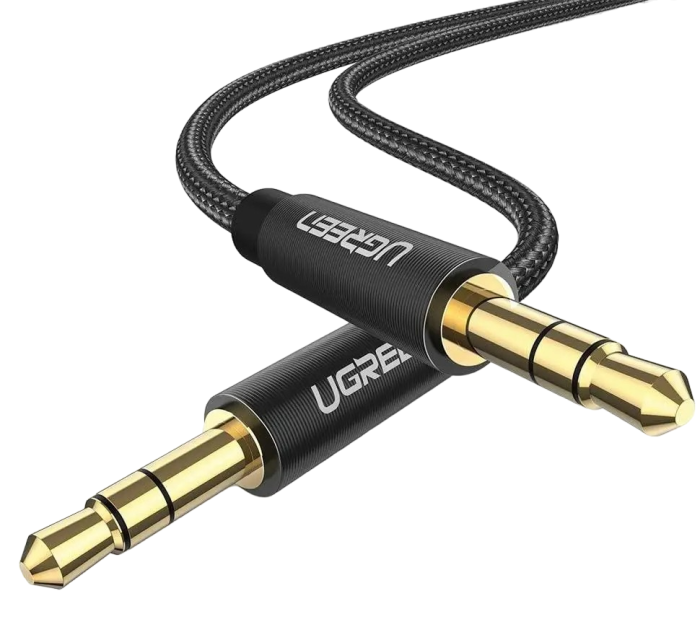 Аудіокабель UGREEN AV112 3.5mm Male to 3.5mm Male Cable Gold Plated Metal Case with Braid 1m (Black)(UGR-50361) (UGR-50361)