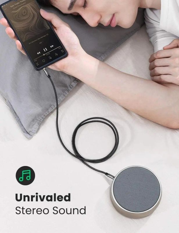 Аудіокабель UGREEN AV112 3.5mm Male to 3.5mm Male Cable Gold Plated Metal Case with Braid 1m (Black)(UGR-50361) (UGR-50361)