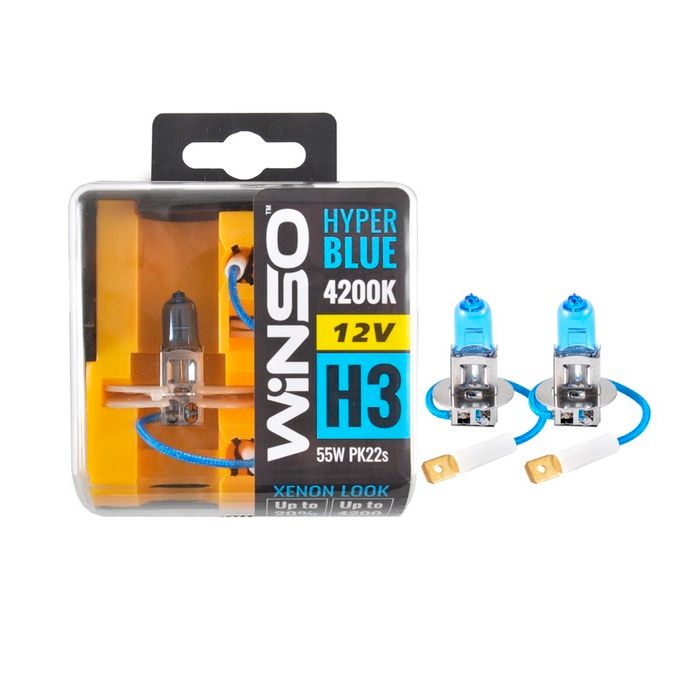 Лампа галогенна WINSO 12V H3 HYPER BLUE 4200K 55W PK22s SET