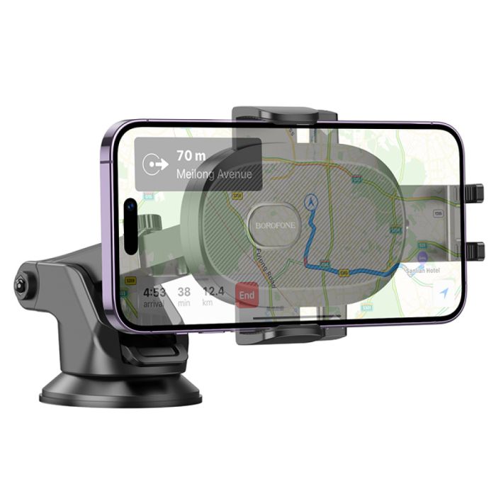 Автотримач для телефона BOROFONE BH93 Grand one-button car holder(center console) Black (6941991103698)