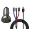 Автомобільний зарядний пристрій Baseus Digital Display Dual USB 4.8A Car Charger 24W+Three Primary Colors 3-in-1 Cable1.2M (TZCCBX-0G)