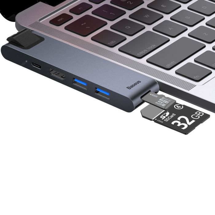 USB-хаб Baseus Thunderbolt C+Pro Seven-in-one smart HUB docking station Grey (CAHUB-L0G)