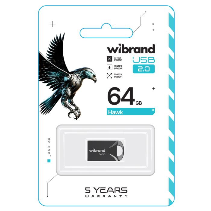 Флеш-накопичувач Wibrand USB 2.0 Hawk 64Gb Black (WI2.0/HA64M1B)