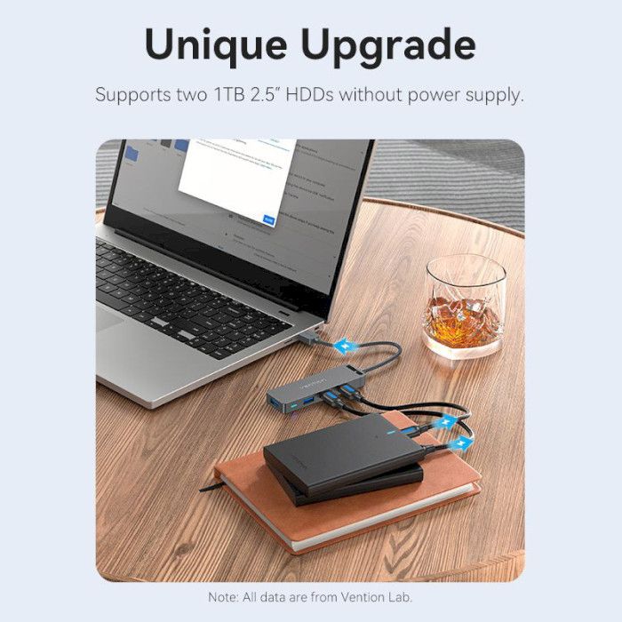 USB-хаб Vention 4-Port USB 3.0 Hub With Power Supply 0.15M Black (CHLBB) (CHLBB)