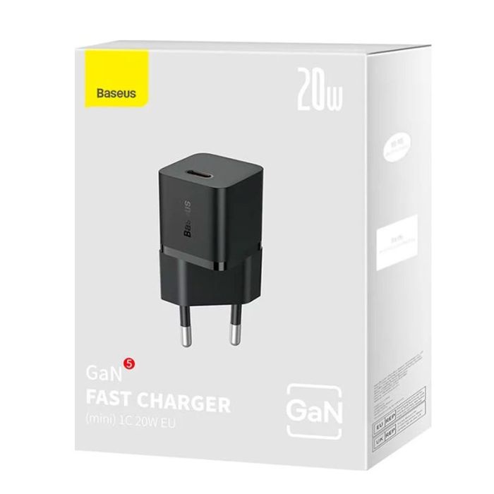 Мережевий зарядний пристрій Baseus GaN5 Fast Charger(mini) 1C 20W EU Black (CCGN050101)