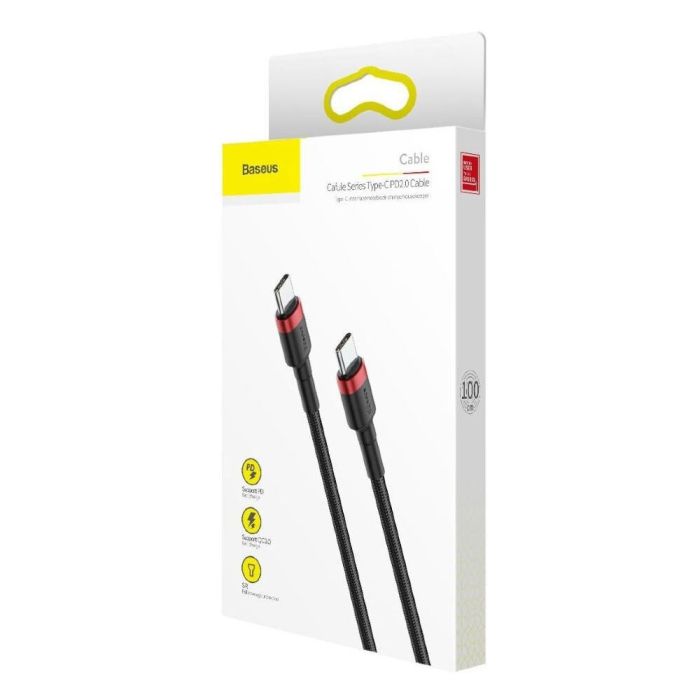 Кабель Baseus Cafule USB Cable Type-C-Type-C 3A 1m Red+Black (CATKLF-G91)