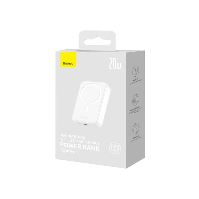 Зовнішній акумулятор Baseus Magnetic Mini Wireless Fast Charge Power Bank 20000mAh 20W White (PPCX150002)