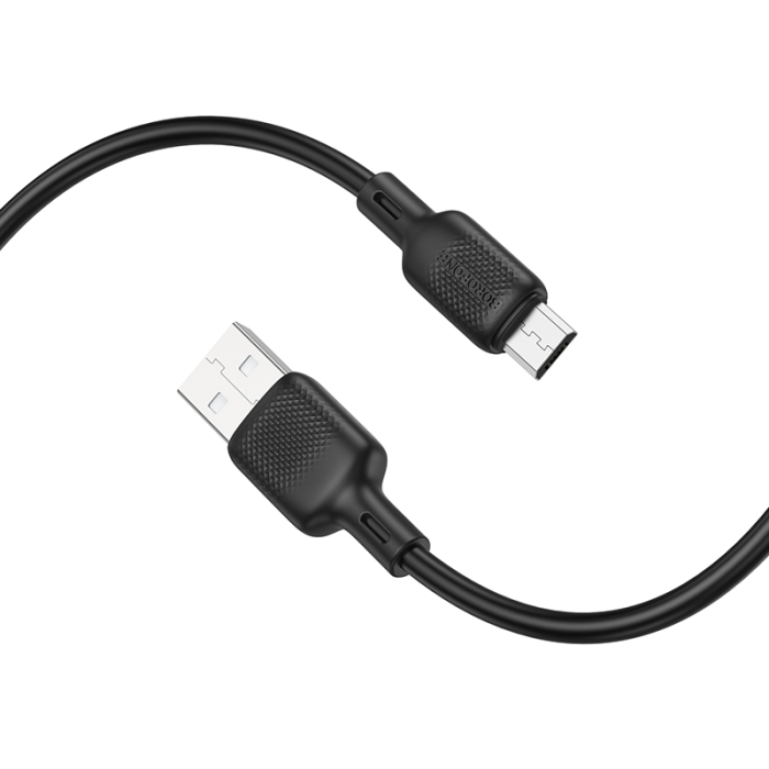 Кабель BOROFONE BX113 Lenny silicone charging data cable Micro(L=3M) Black (6941991115547)