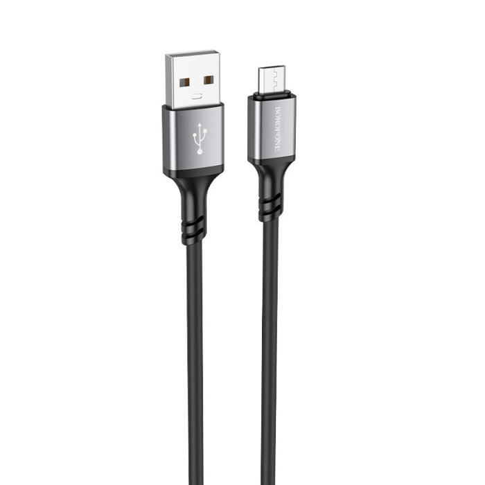 Кабель BOROFONE BX83 Micro Famous silicone charging data cable Black (6974443386387)