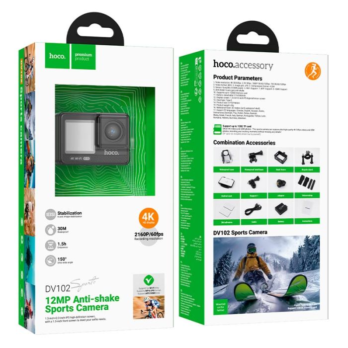 Екшн камера HOCO DV102 4K anti-shake sports camera Black (6942007633352)