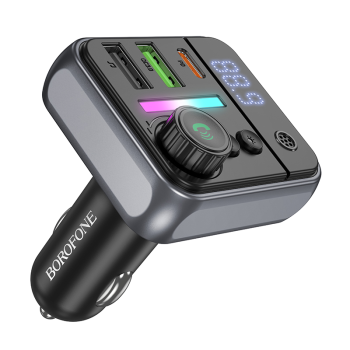 АЗП з FM-модулятором BOROFONE BC50  Ascenso PD20W+QC3.0 car BT FM transmitter Black (6941991115257)