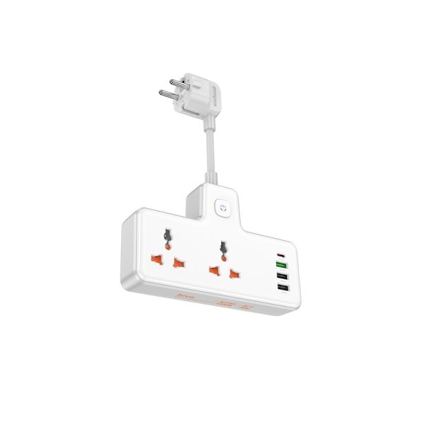 Мережевий подовжувач HOCO  AC12A Reise 2-position expansion socket(PD30W/1C3A) White (6942007607100)