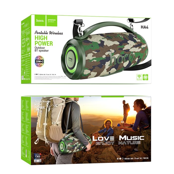 Портативна колонка HOCO HA4 Surge outdoor BT speaker Camouflage Green (6942007612272)