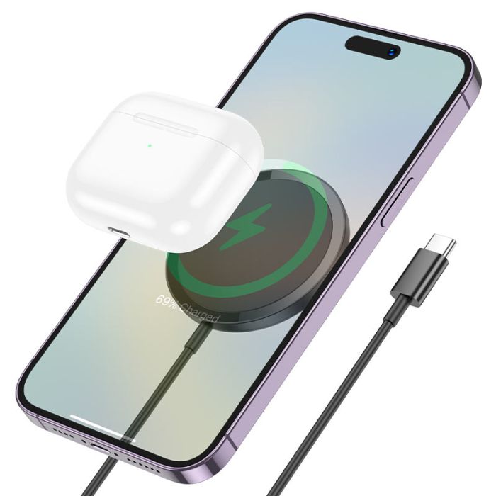 Бездротовий зарядний пристрій HOCO CW52 Enjoy magnetic wireless fast charging Black (6942007611367)