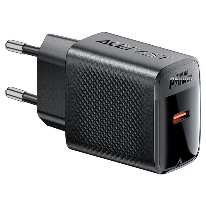 Мережевий зарядний пристрій ACEFAST A102 PD30W GaN single USB-C charger (EU) Black (6974316283287)