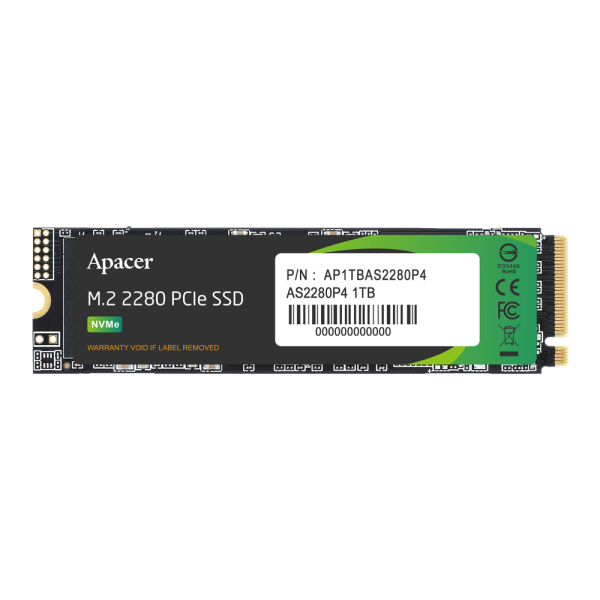 Накопичувач SSD M.2 Apacer AS2280P4 1TB 2280 PCIe 3.0x4 NVMe 3D TLC Read/Write: 3000/2000 MB/sec (AP1TBAS2280P4-1)
