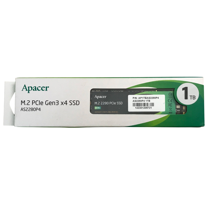 Накопичувач SSD M.2 Apacer AS2280P4 1TB 2280 PCIe 3.0x4 NVMe 3D TLC Read/Write: 3000/2000 MB/sec (AP1TBAS2280P4-1)