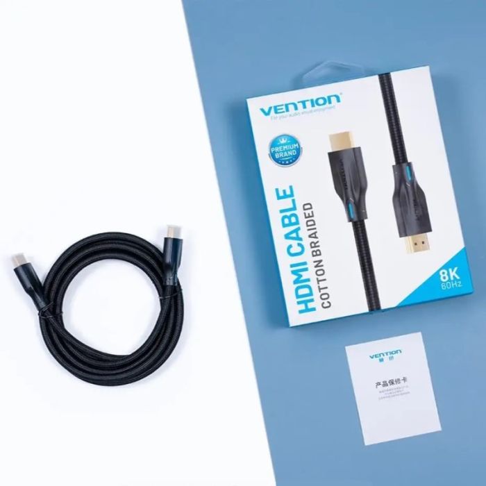 Кабель Vention Cotton Braided 8K HDMI-HDMI v2.1 Cable 2M Black (AAUBH) (AAUBH)