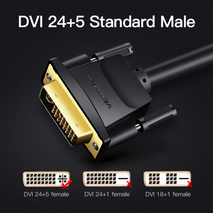 Кабель Vention DVI(24+5) to VGA Cable 3M Black (EACBI) (EACBI)
